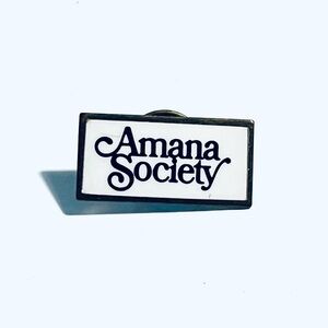 Amanda Society Rectangular Logo Pin in White and Black